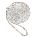 New England Ropes 3/8" Premium 3-Strand Dock Line - White w/Tracer - 25'