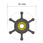Albin Group Premium Impeller Kit - 51 x 8 x 22mm - 6 Blade - Single Flat Insert