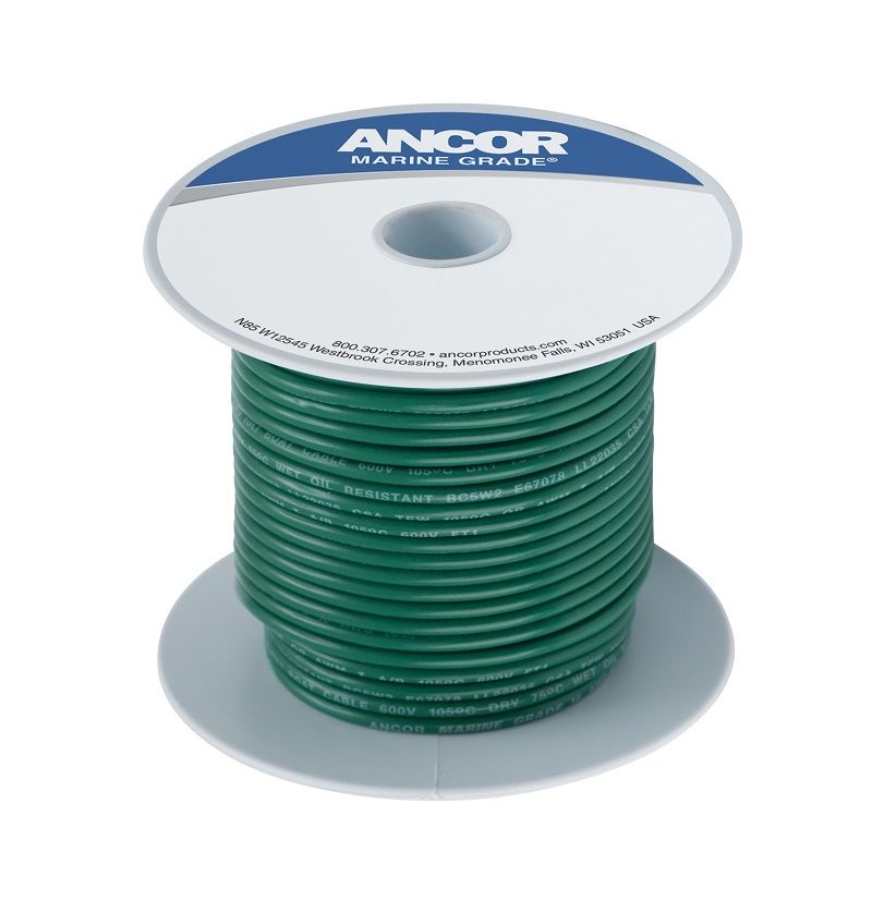 Ancor Tinned Copper Wire, 10 AWG (5mm2), Green - 100 ft Electrical