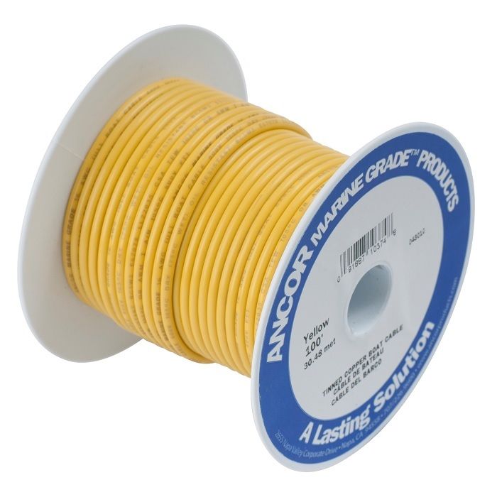 Ancor Tinned Copper Wire, 10 AWG (5mm2), Yellow - 100 ft Electrical