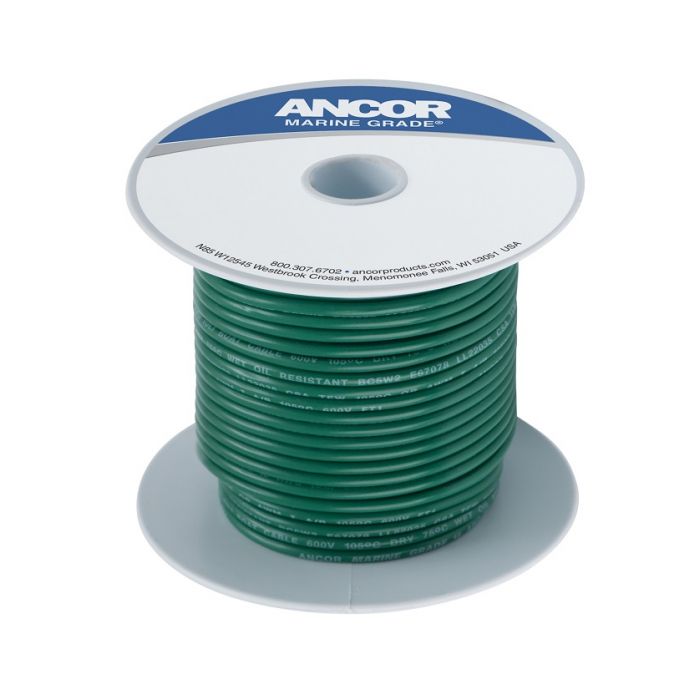 Ancor Tinned Copper Wire, 8 AWG (8mm2), Green - 50 ft Electrical