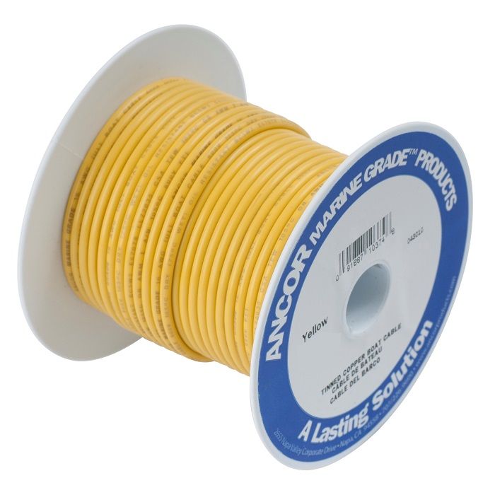 Ancor Tinned Copper Wire, 8 AWG (8mm2), Yellow - 100 ft Electrical