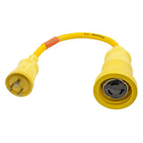 Hubbell Adapter, Marine, Molded, Straight Blade, Yellow, 30A 125V 2-Pole 3-Wire Grounding Female to 50A 125V,