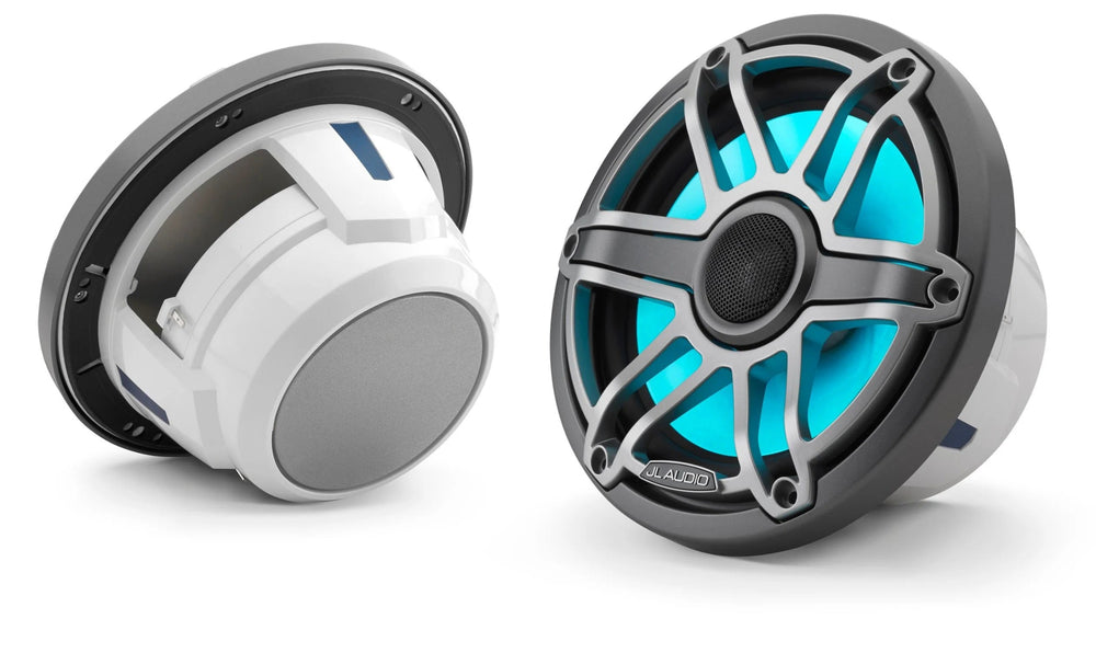 JL Audio M6 7.7 in Coaxial Speakers Titanium Sport Grille Speakers Titanium Sport Grille with RGB LED Audio/Video