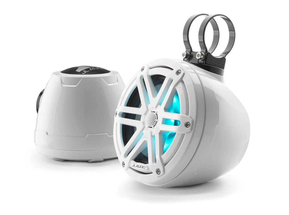 JL Audio M3 6.5-inch (165 mm) Enclosed Coaxial System with RGB LED Lighting, Gloss White Enclosure, Gloss White Sport Grilles