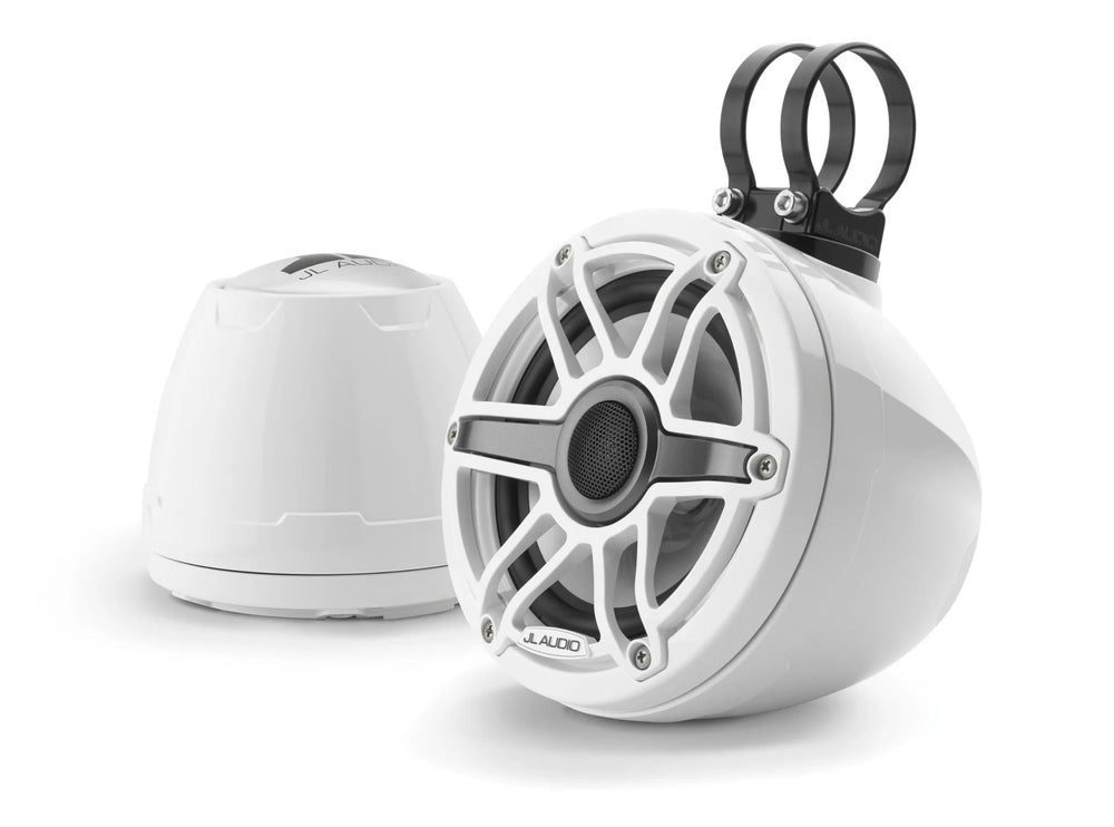 JL Audio M6 6.5-inch (165 mm) Enclosed Coaxial System, Gloss White Enclosure, Gloss White Trim Ring, Gloss White Sport Grille