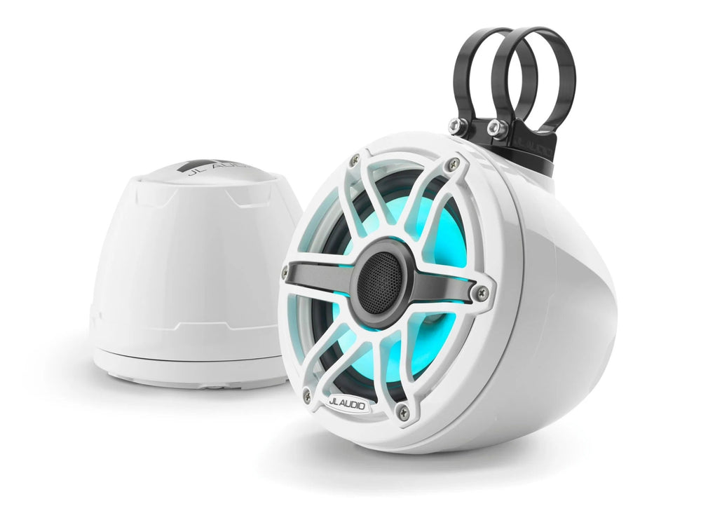 JL Audio M6 6.5-inch (165 mm) Enclosed Coaxial System with TransflectiveTM LED Lighting, Gloss White Enclosure,