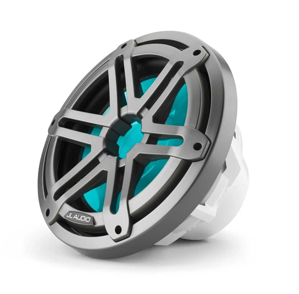 JL Audio M3 10-inch (250 mm) Marine Subwoofer Driver, Gray Metallic Sport Grille with RGB LED Lighting, 4 ohms Audio/Video