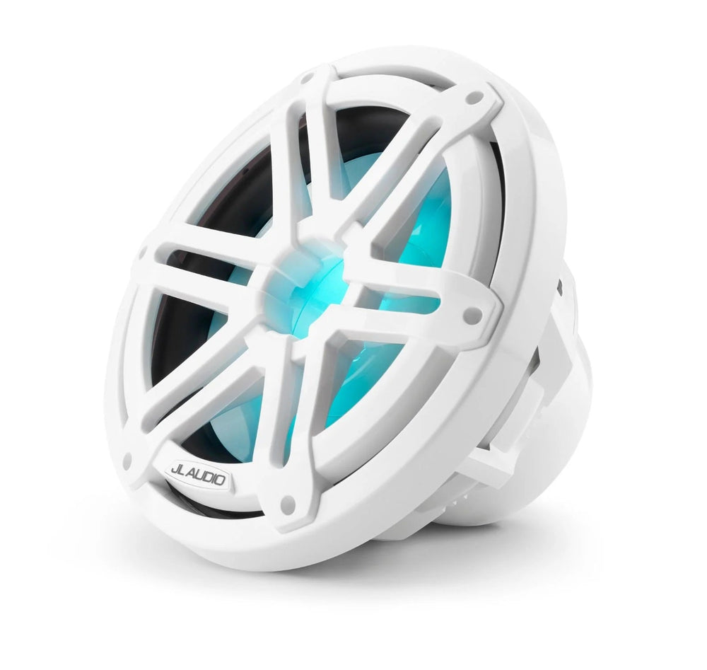 JL Audio M3 10-inch (250 mm) Marine Subwoofer Driver, Gloss White Sport Grille with RGB LED Lighting, 4 ohms Audio/Video