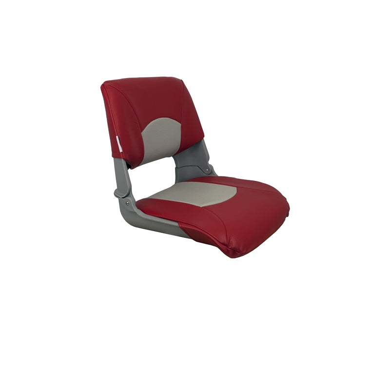 MOLDED FOLD SEAT GRY W/RED-GRY CUSHION