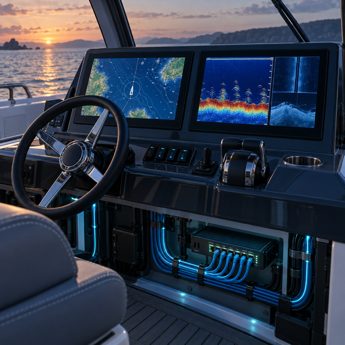 Dual marine displays connected through an existing Humminbird ONIX network