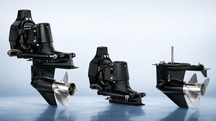 Complete sterndrive, upper-drive assembly and lower unit comparison