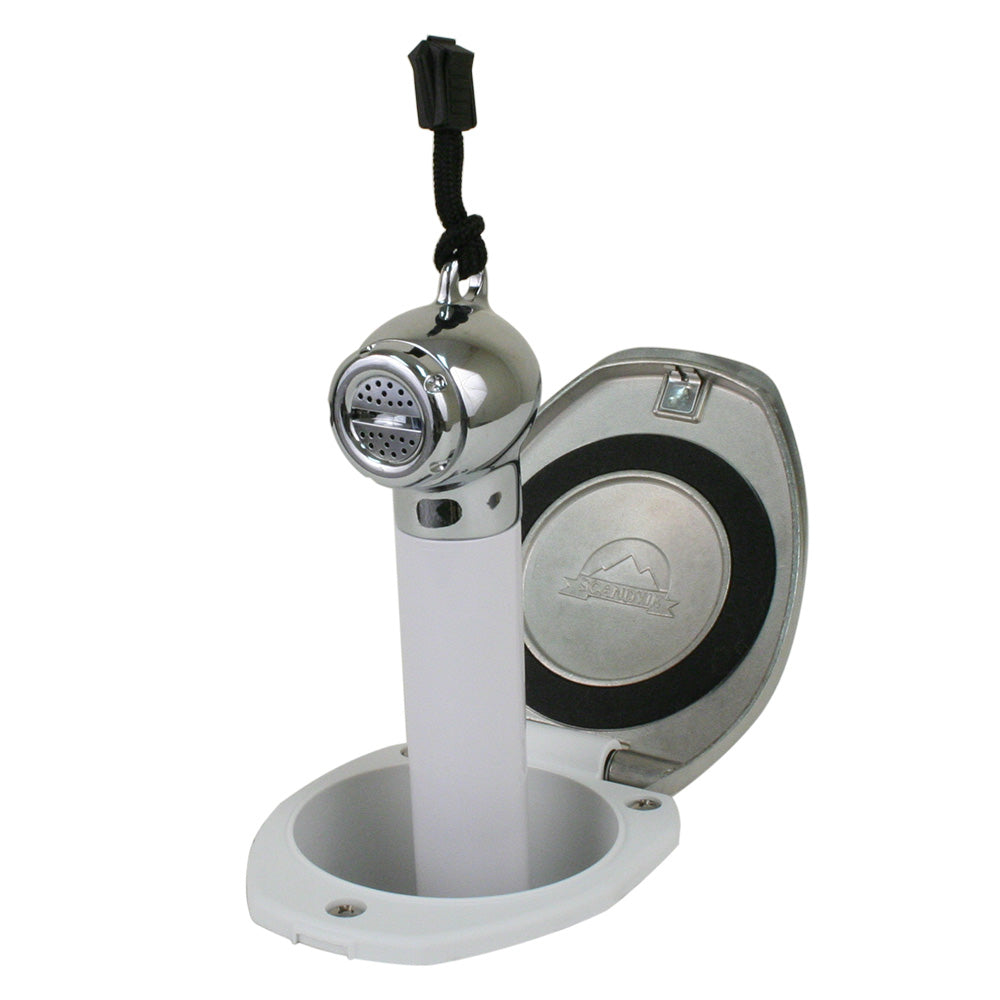 Scandvik White &amp; SS Recessed Transom Shower Handle/Hose - Vertical/Horizontal Mount - 6' Hose