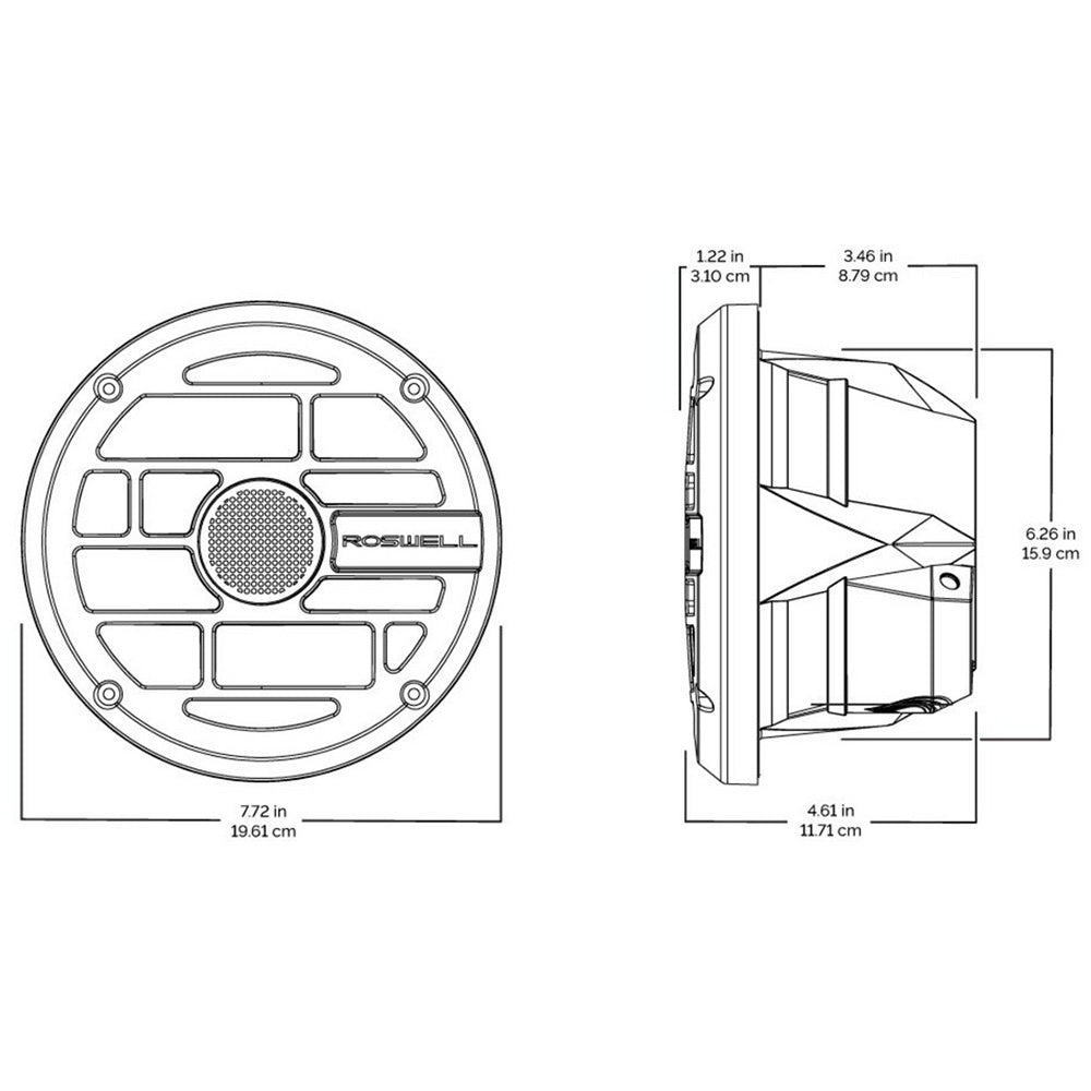 Roswell R Series 6.5” Marine Speakers - Anthracite Grille - 60W RMS & 120W Peak Power