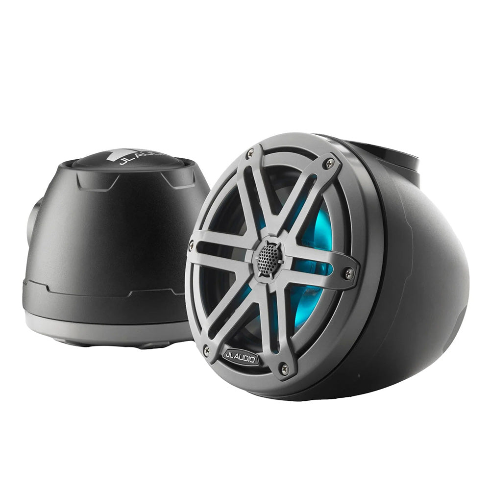 JL Audio M3 VeX&trade; Series 6.5" Enclosed Coaxial Speakers w/RGB LED Lighting &amp; Gray Metallic Sports Grilles - M3-650VEX-Mb-S-Gm-i