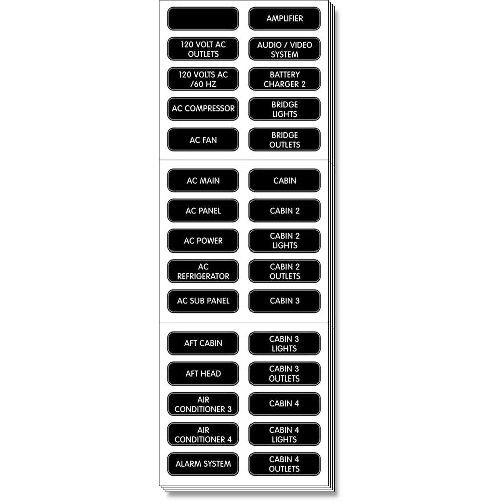 Blue Sea 8067 AC Panel Extended 120 Label Set MPN-8067