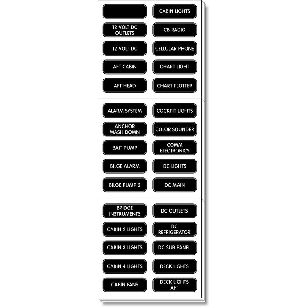 Blue Sea 8039 DC Panel Extended 120 Label Set MPN-8039