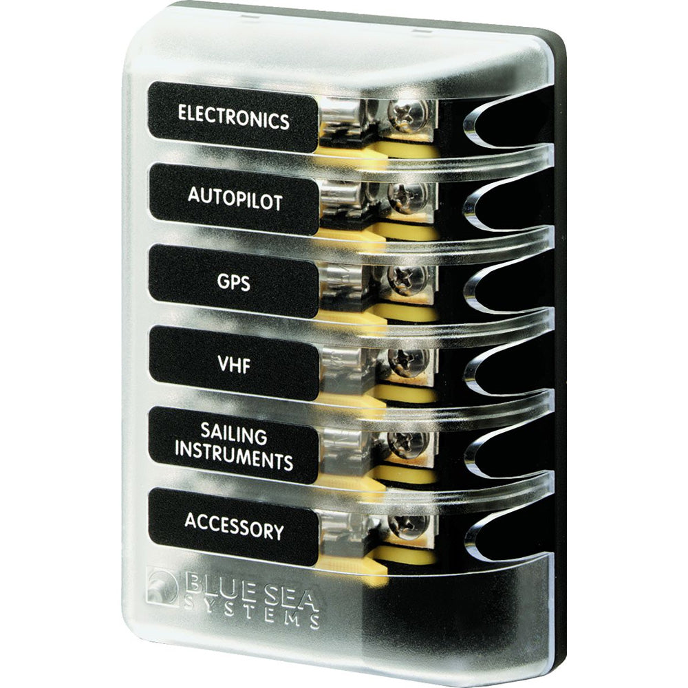 Blue Sea 5018 ST Glass Fuse Block w/out Negative Bus - 6 Circuit MPN-5018