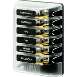 Blue Sea 5018 ST Glass Fuse Block w/out Negative Bus - 6 Circuit MPN-5018