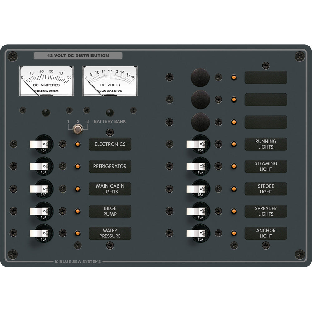 Blue Sea 8068 DC 13 Position Toggle Branch Circuit Breaker Panel - White Switches MPN-8068