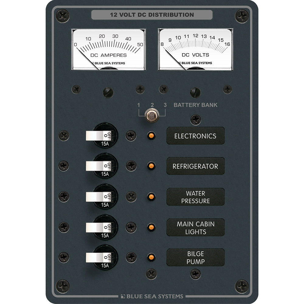 Blue Sea 8081 DC 5 Position Toggle Branch Circuit Breaker Panel - White Switches MPN-8081