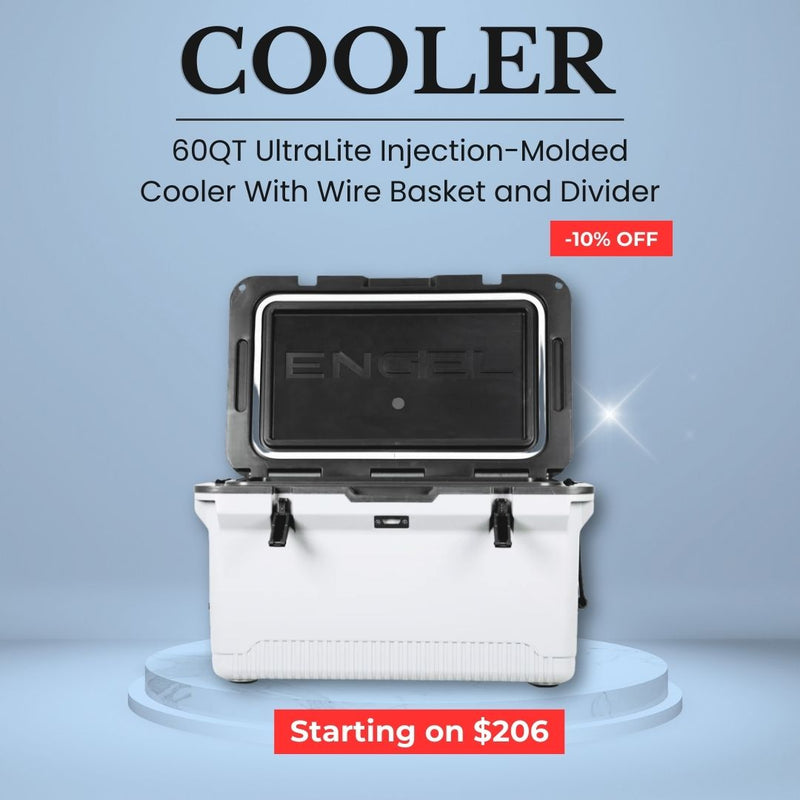 ENGEL 60QT UltraLite Injection-Molded Cooler With Wire Basket and Divider image 0
