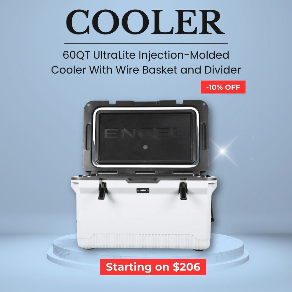 ENGEL 60QT UltraLite Injection-Molded Cooler With Wire Basket and Divider image 0