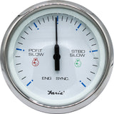 Faria 4" Chesapeake SS White Engine Synchronizer - Dual Gas &amp; Var Ratio Alt Diesel
