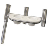 Tigress Offset Triple Rod Holder w/Cup Holders - Starboard Side - Polished Aluminum