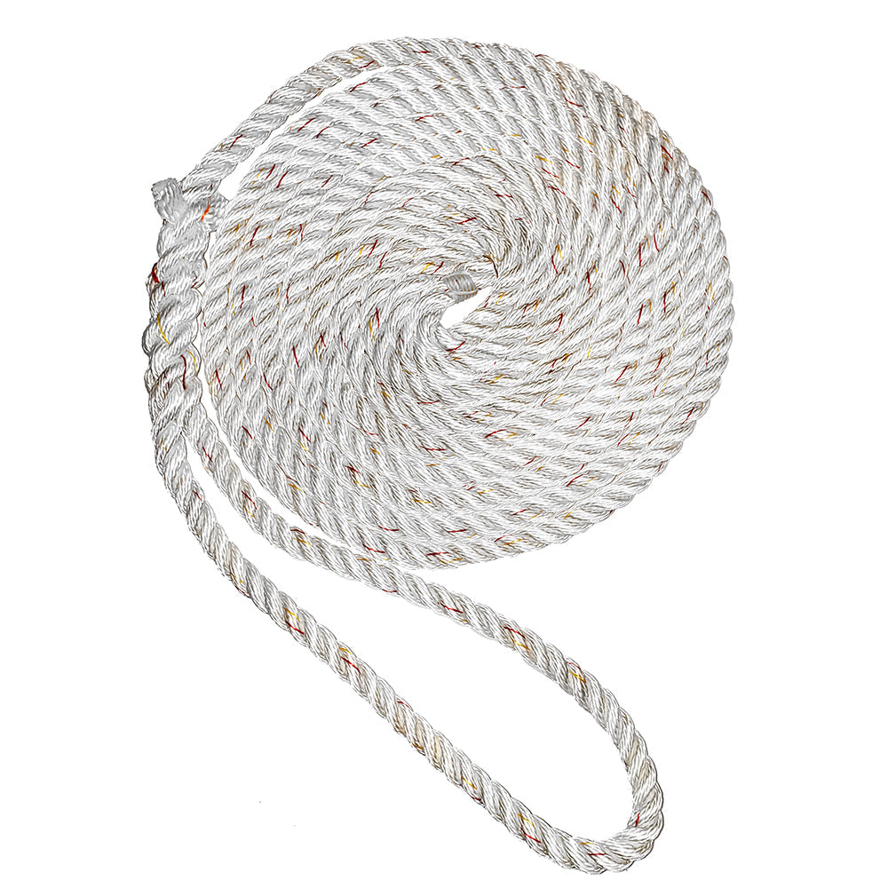 New England Ropes 1/2" Premium 3-Strand Dock Line - White w/Tracer - 35'