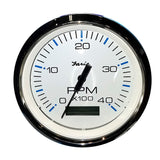 Faria Chesapeake White SS 4" Tachometer w/Hourmeter (4000 RPM) (Diesel) (Mech. Takeoff &amp; Var. Ratio Alt)