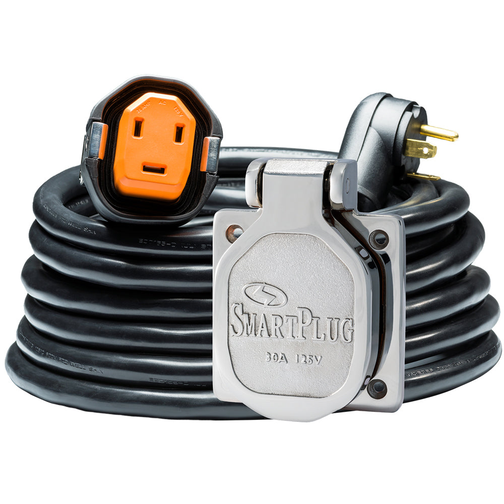 SmartPlug RV Kit 30 AMP Dual Configuration Cordset &amp; Stainless Steel Inlet Combo - 30'