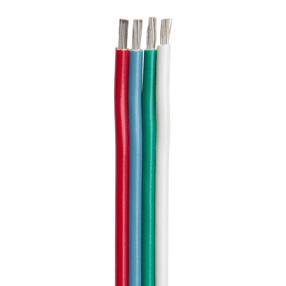 Ancor Flat Ribbon Bonded RGB Cable 14/4 AWG - Red, Light Blue, Green &amp; White - 100'
