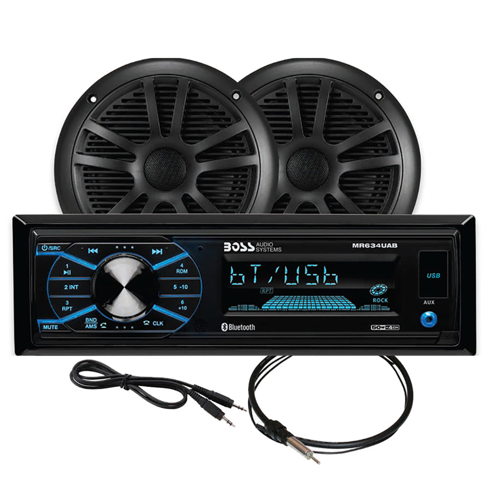 Boss Audio MCBK634B.6 Marine Stereo &amp; 6.5" Speaker Kit - Black