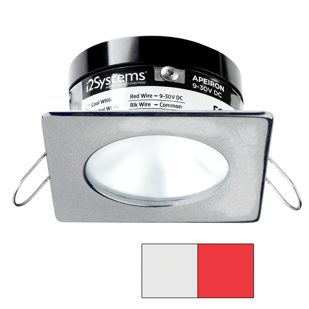 i2Systems Apeiron PRO A503 - 3W Spring Mount Light - Square/Round - Cool White &amp; Red - Brushed Nickel Finish