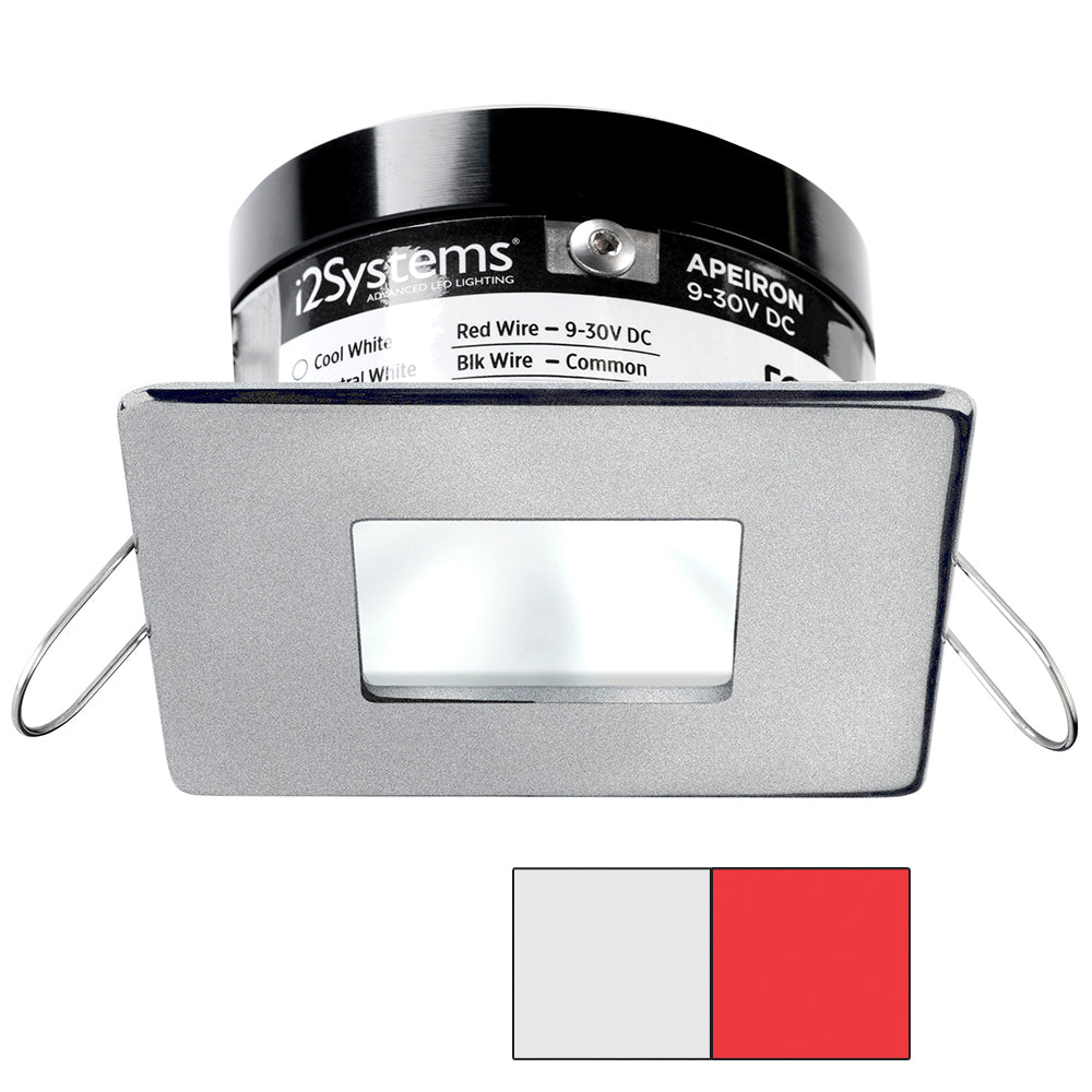 i2Systems Apeiron PRO A503 - 3W Spring Mount Light - Square/Square - Cool White &amp; Red - Brushed Nickel Finish