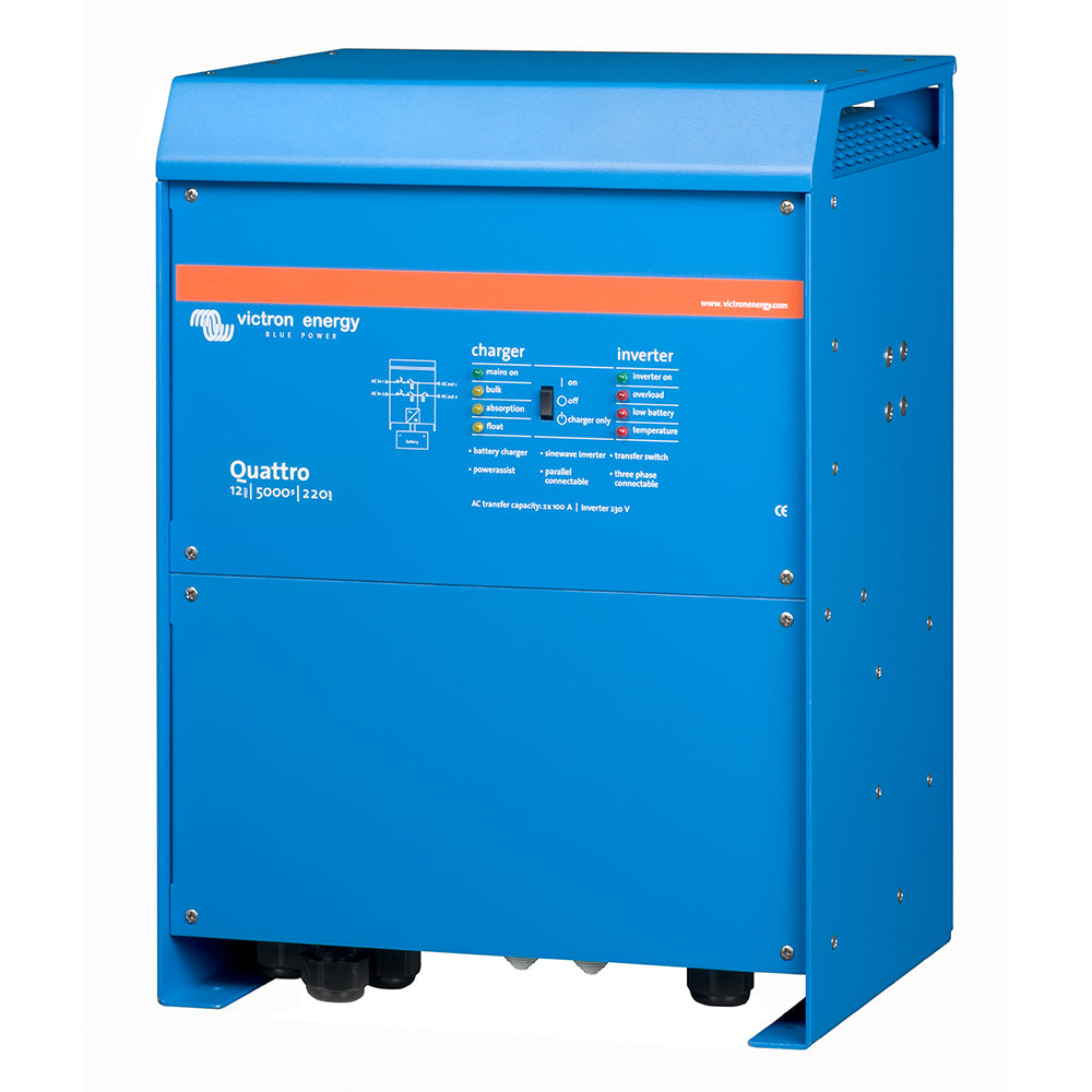 Victron Quattro Inverter/Charger 12 VDC - 5000W -Dual 100AMP 120VAC Inputs - Auto Transfer Switch - 200AMP Battery Charger