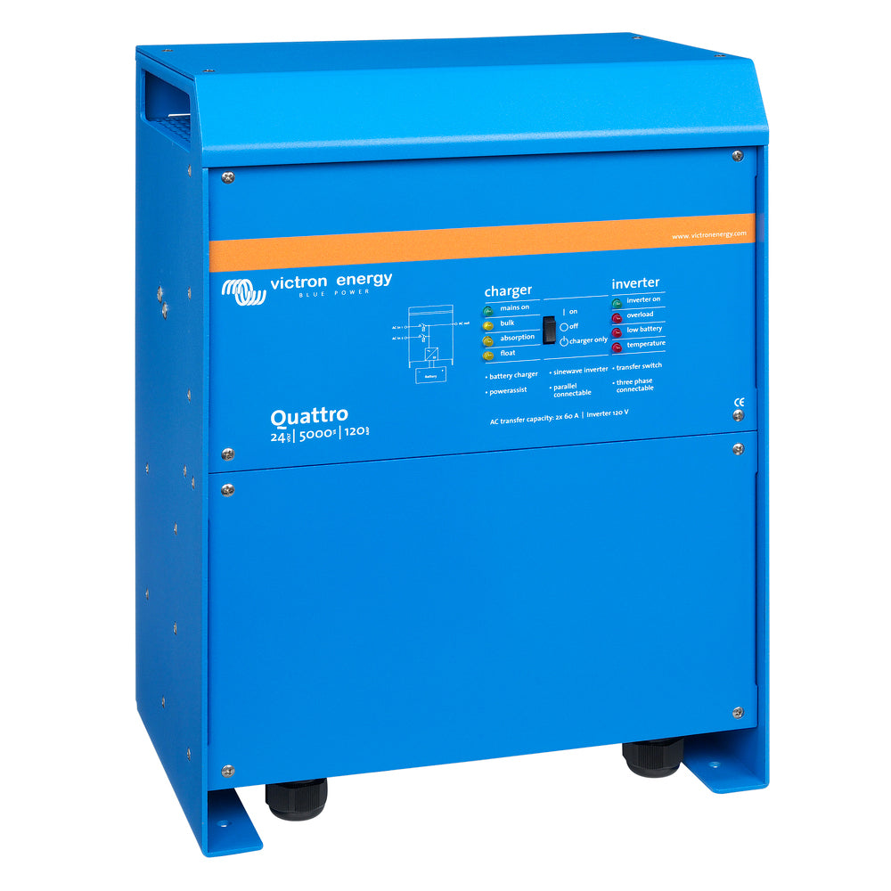 Victron Quattro Inverter/Charger 24V DC - 5000W - Dual 100AMP 120V AC Inputs - Auto Transfer Switch - 120AMP Battery Charger