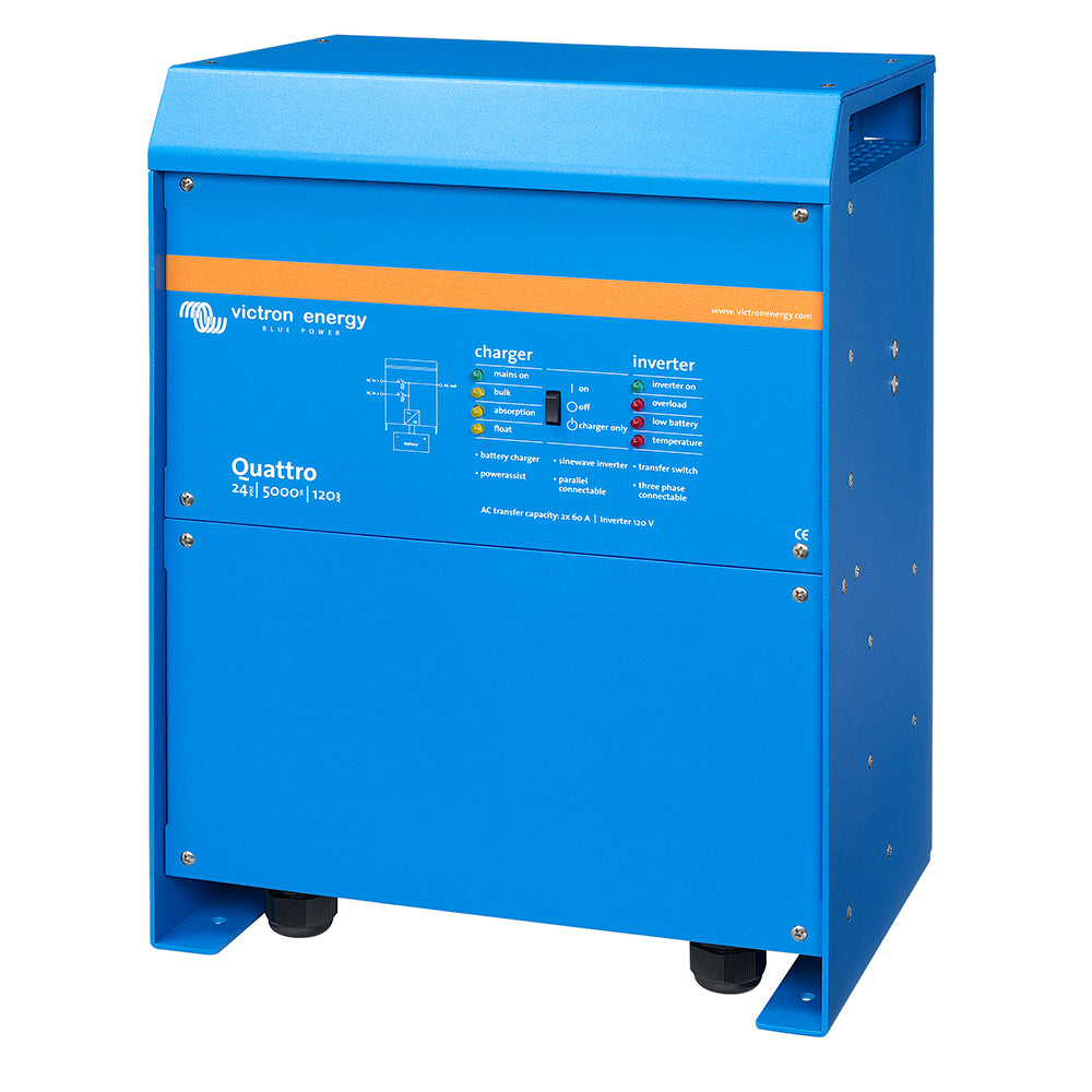 Victron Quattro Inverter/Charger 24V DC - 5000W - Dual 100AMP 120V AC Inputs - Auto Transfer Switch - 120AMP Battery Charger