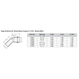 Viega ProPress 1-1/2" - 45° Copper Elbow - Street/Press Connection - Smart Connect Technology