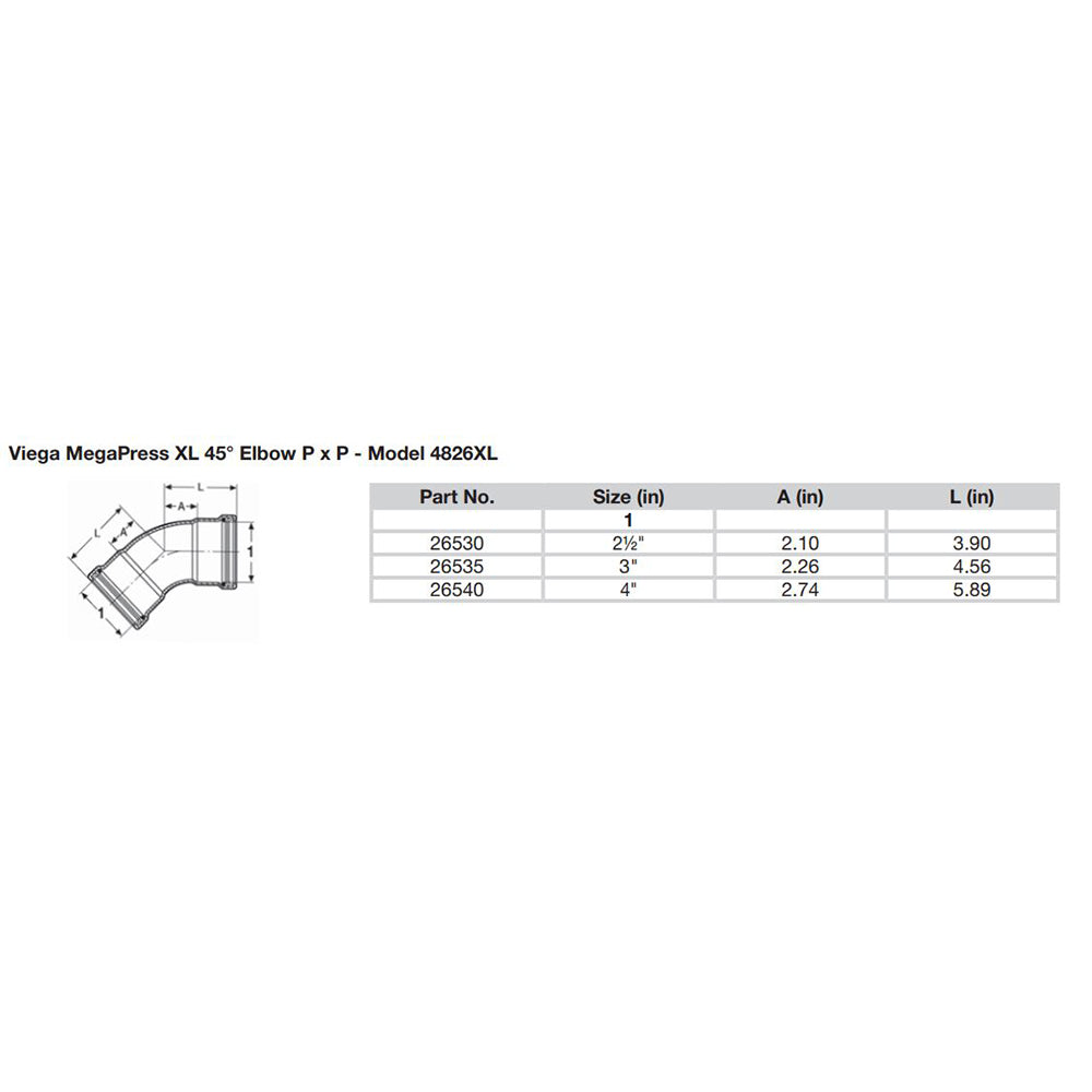 Viega MegaPress 3" 45° Carbon Steel Elbow w/FKM - Double Press Connection - Smart Connect Technology