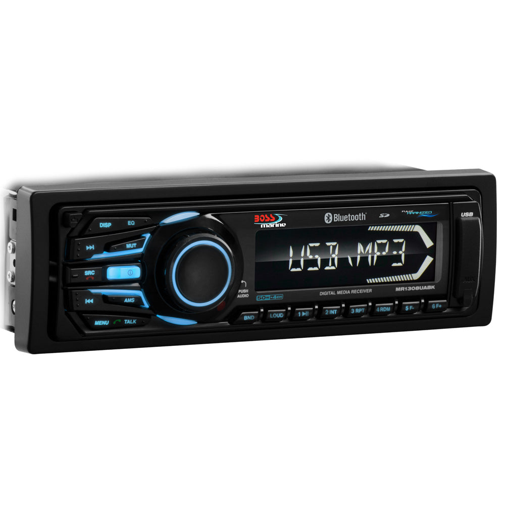 Boss Audio MR1308UABK Bluetooth® - Fully Marinized MP3-Compatible Digital Media Receiver with USB & SD Memory Card Ports &