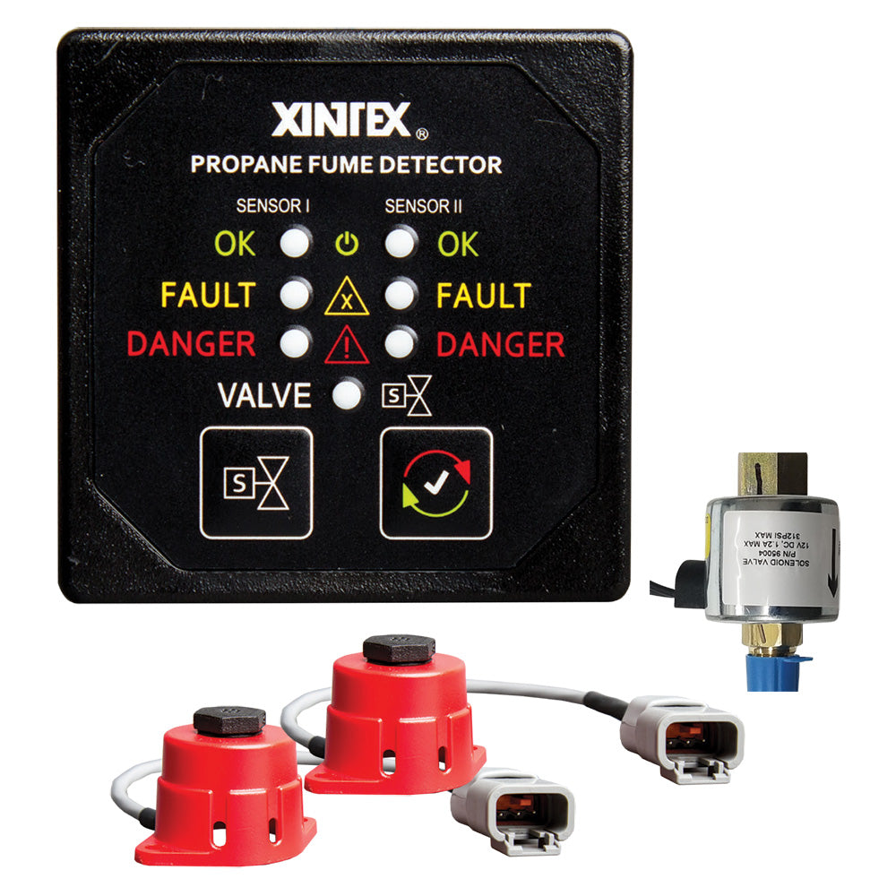 Fireboy-Xintex Propane Fume Detector, 2 Channel, 2 Sensors, Solenoid Valve &amp; Control &amp; 20' Cable - 24V DC
