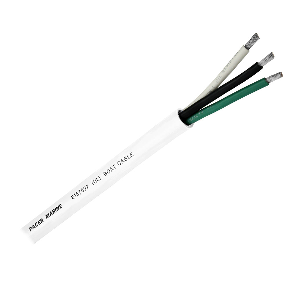 Pacer Round 3 Conductor Cable - 500' - 12/3 AWG - Black, Green &amp; White