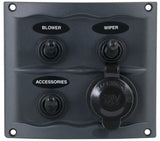 BEP 900-3WPS 3 Gang Switch Panel With Accessory Plug