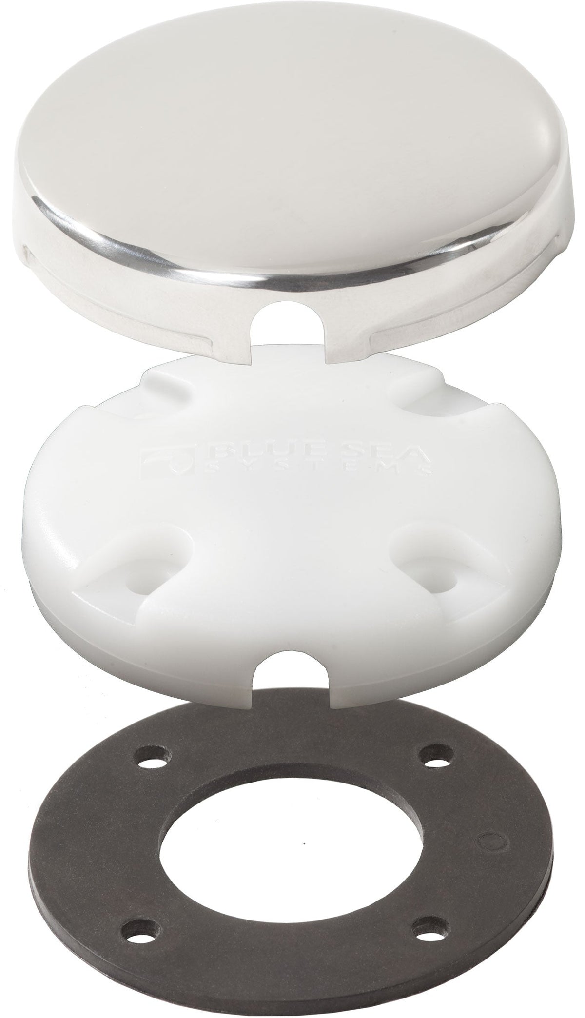 Blue Sea Side Entry CableClam White Max Cable Dia 0.28in With Stainless Steel Cover