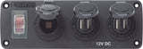 Blue Sea Water-Resistant 12V 15A Circuit Accessory Panel 12v Socket and Dual USB x 2