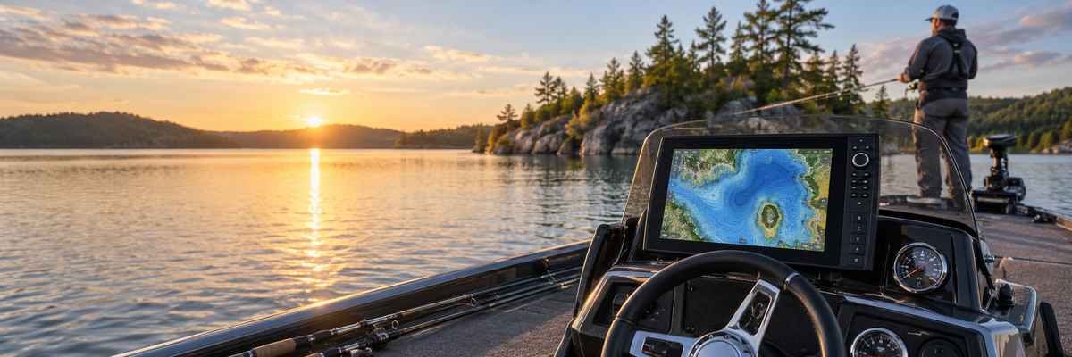 Humminbird LakeMaster VX Premium map display on fishing boat