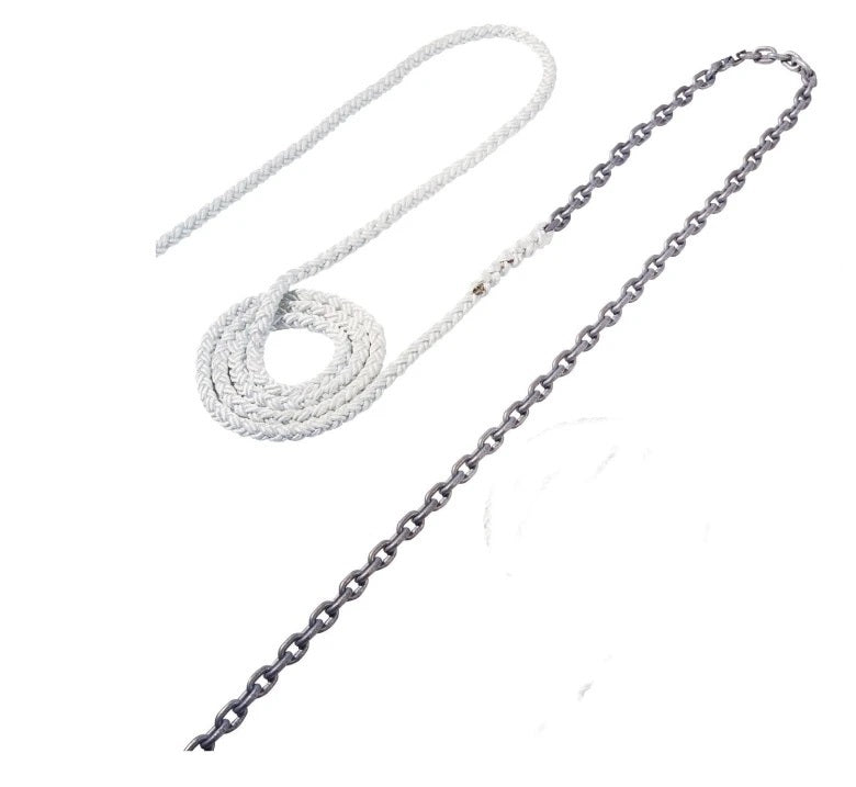Maxwell 20' of 5/16" HT Chain Splice to 200' of 5/8" Nylon Brait Line