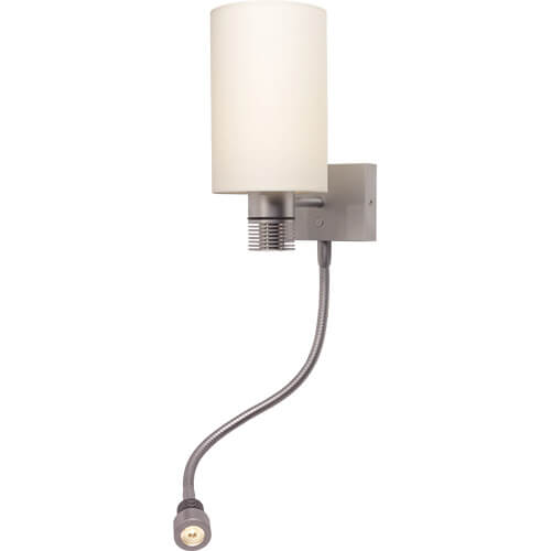 Nova-Flex LED Wall/Reading Light, Matte Chrome White Shade, Built-in Dimmer, 10-30VDC MPN-ILPB25023907